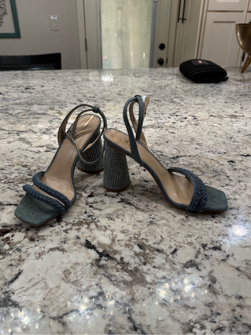 Sam Edelman Teal Strappy Block Heel Sandals